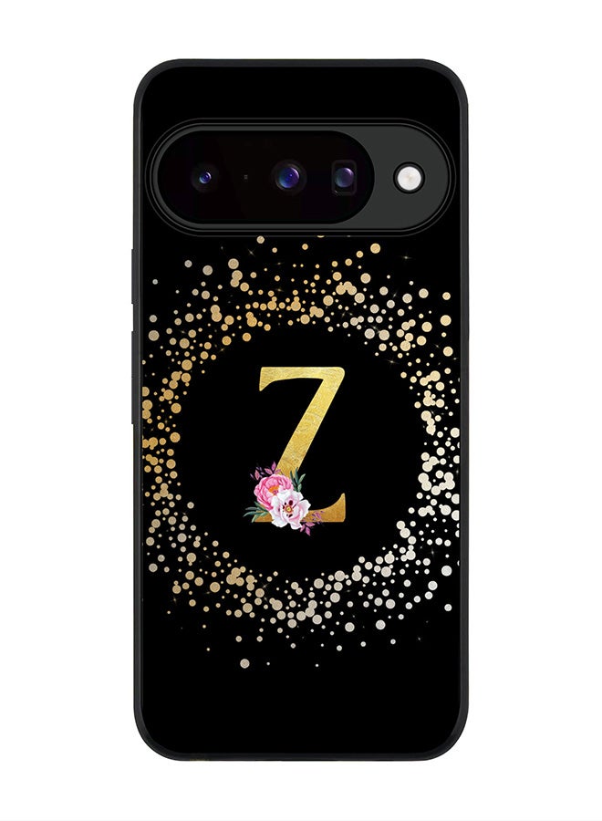 For Google Pixel 10 Case,Slim fit Camera Protection, Shockproof Thin Phone cover  - Custom Monogram Floral - Z ( Black )